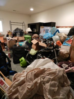 cluttered garage