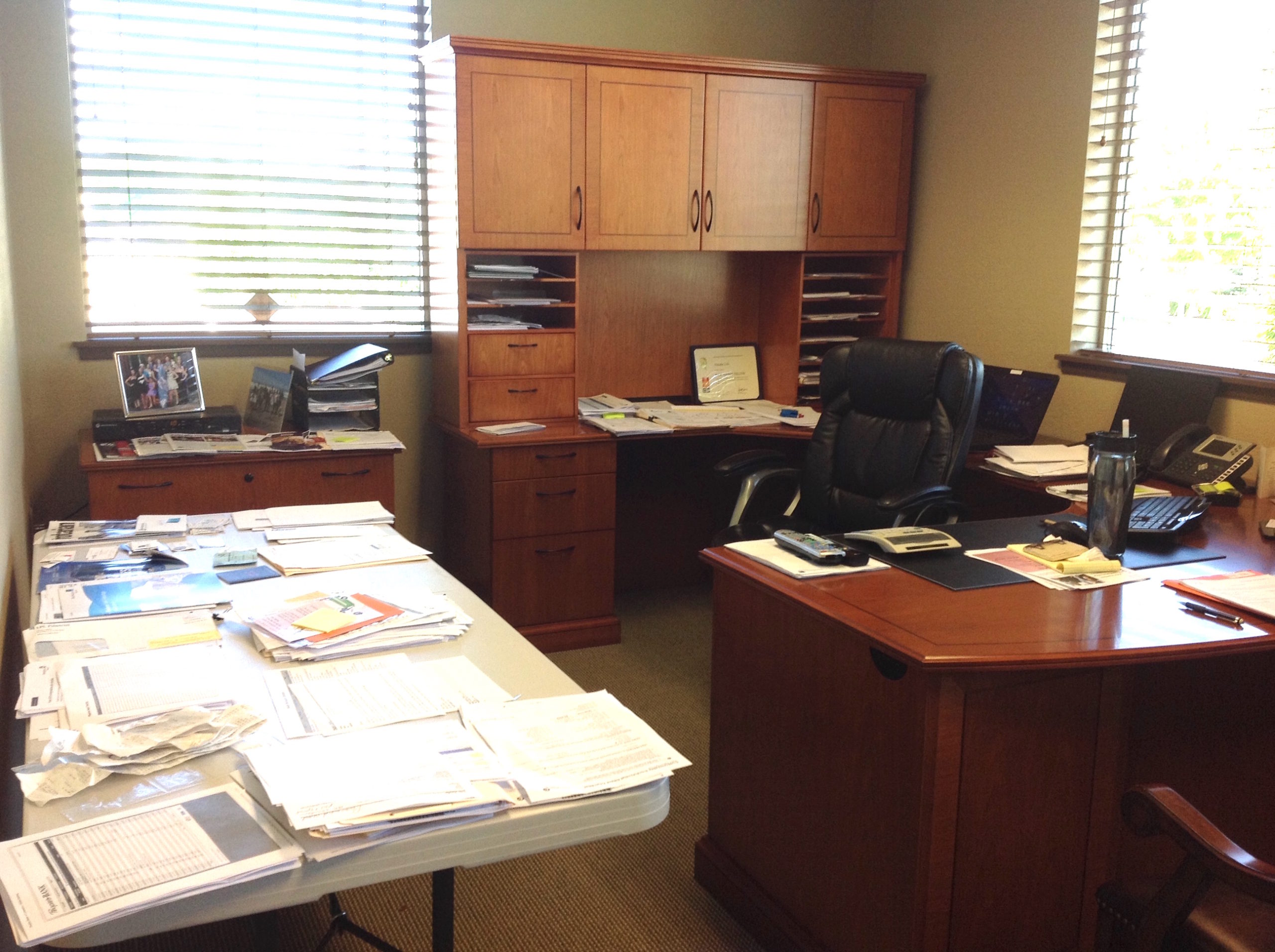 Disorganized cluttered office