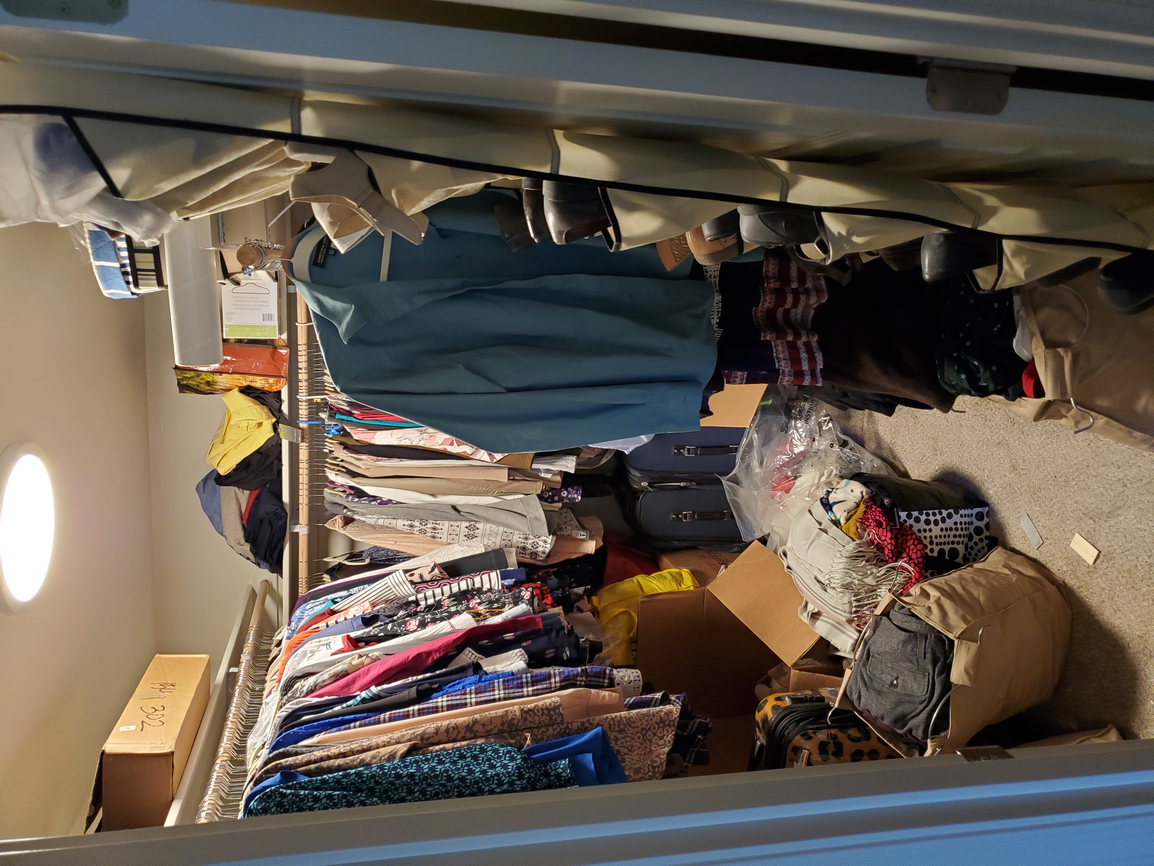 messy walk-in closet
