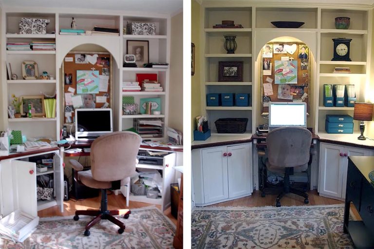 Home office before and after organizing